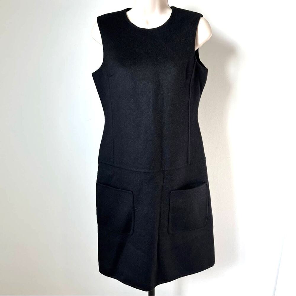Michael Kors Black Sleeveless Sheath Dress Size 4 LBD with Front Pockets